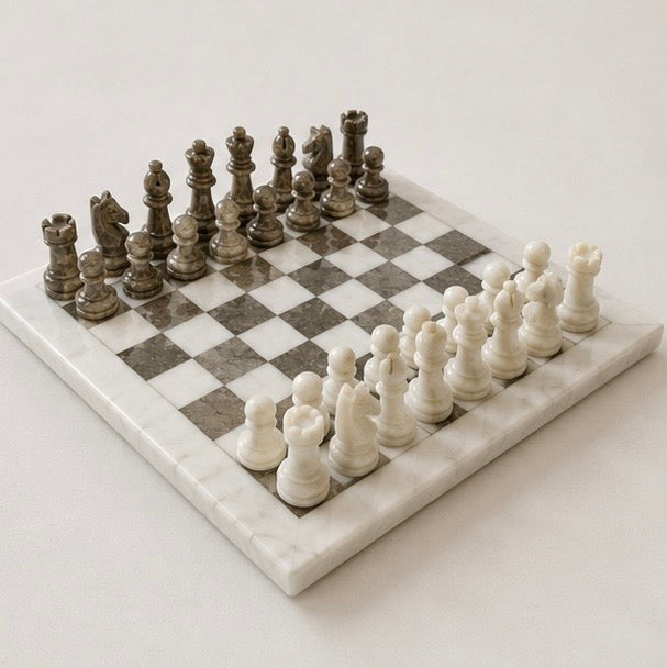 Brown & White Marble Chess Set
