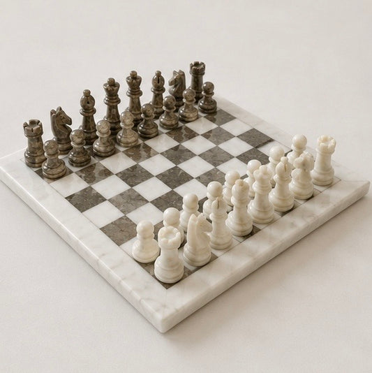 Brown & White Marble Chess Set