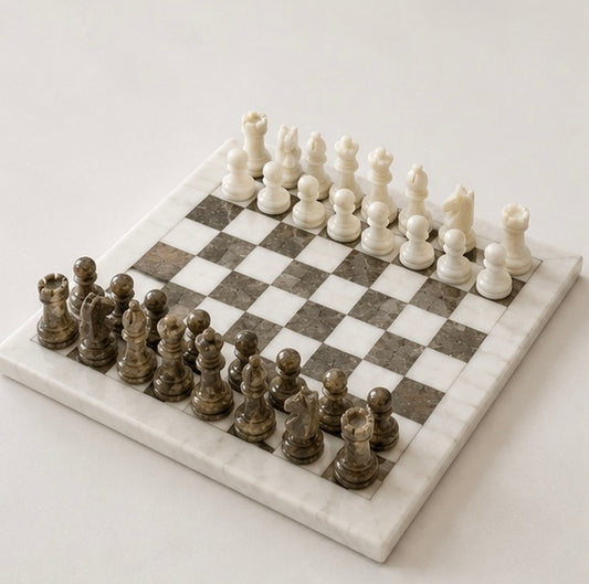 Brown & White Marble Chess Set