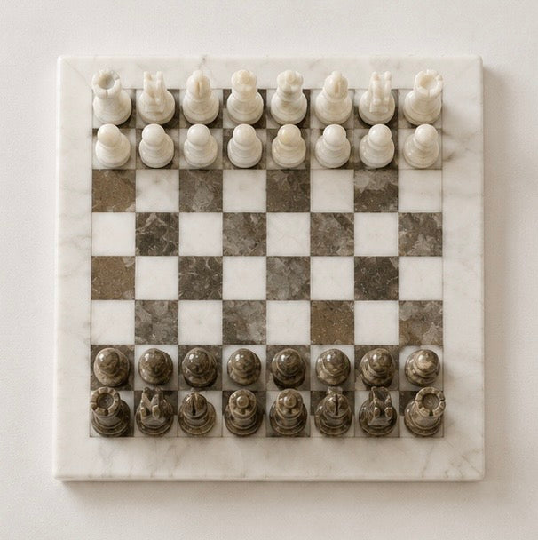 Brown & White Marble Chess Set