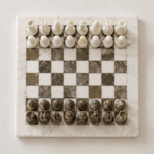 Brown & White Marble Chess Set
