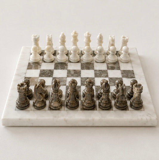 Brown & White Marble Chess Set