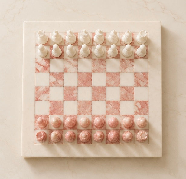 Pink & White Marble Chess Set