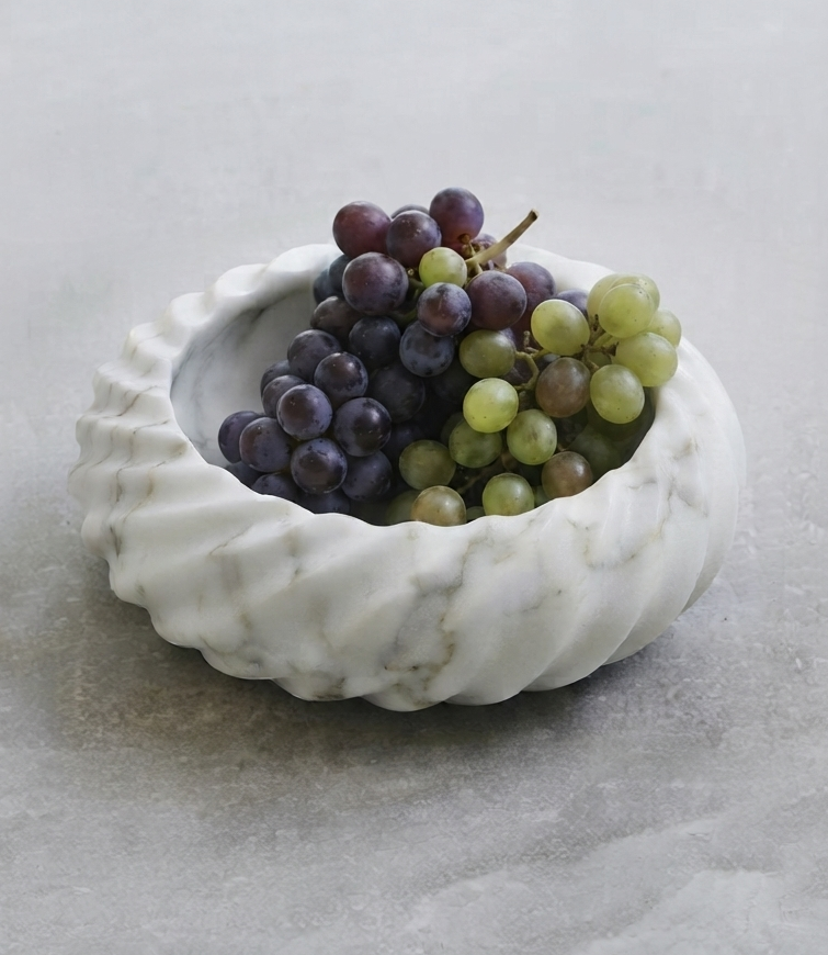 White Drift Marble Bowl